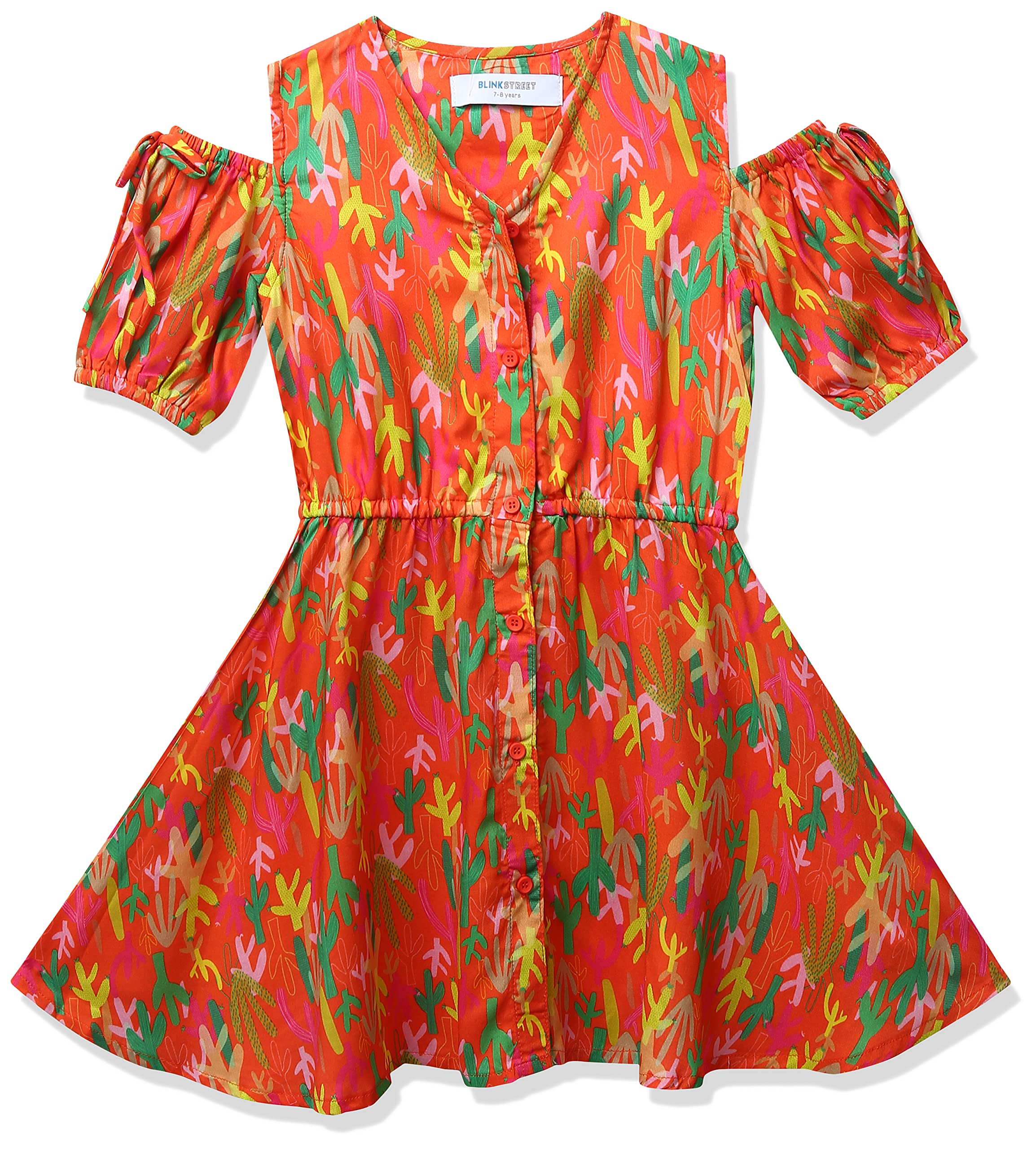 Blink Street Girl's Rayon Fit and Flare above The Knee Dress