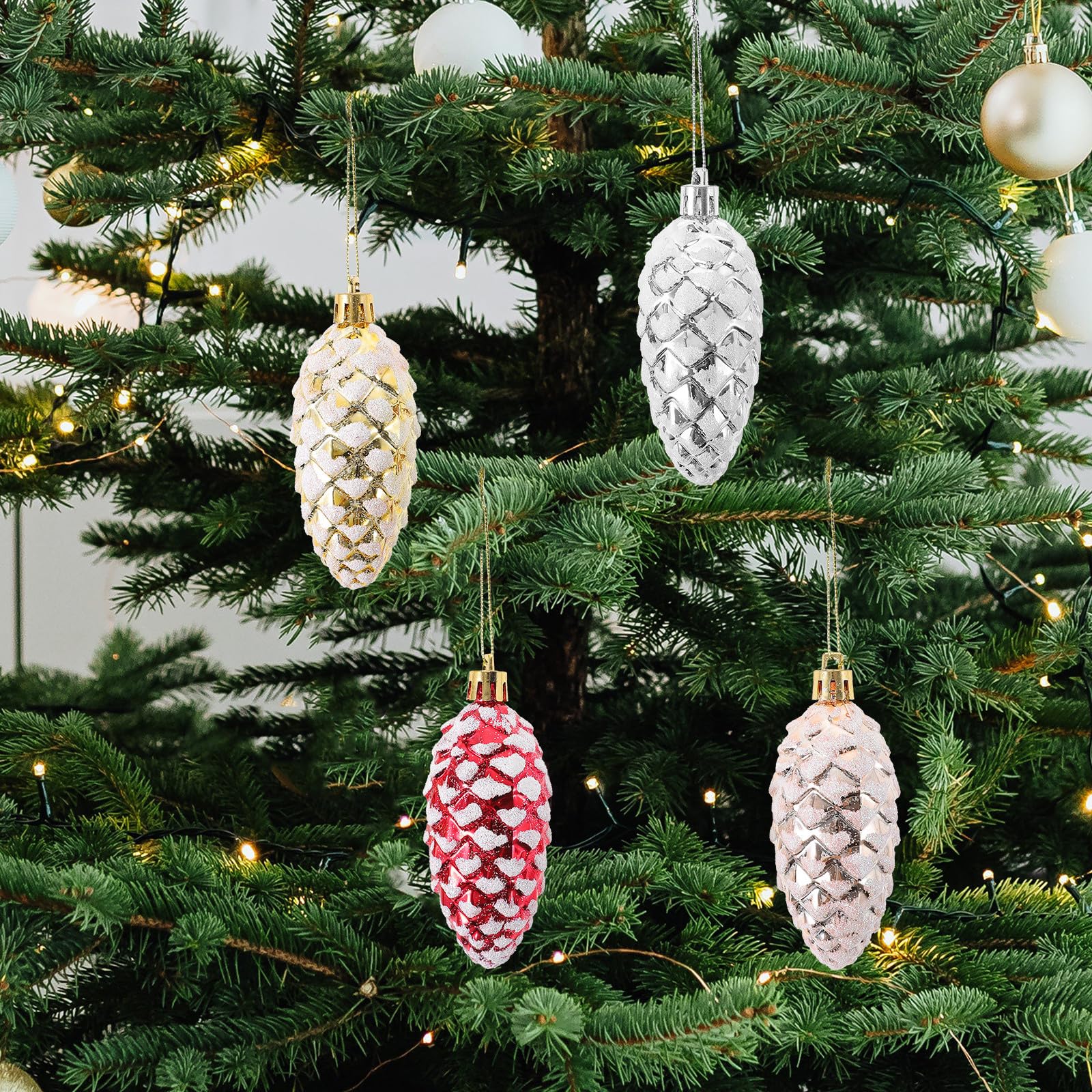 Toyvian 20 Cajas Adorno Colgante de Piña Navideña de Plástico para Tiendas | Decoración Creativa, Fácil de Usar, Adecuado para Navidad y Año, Estilo Único para Colegas y Familia