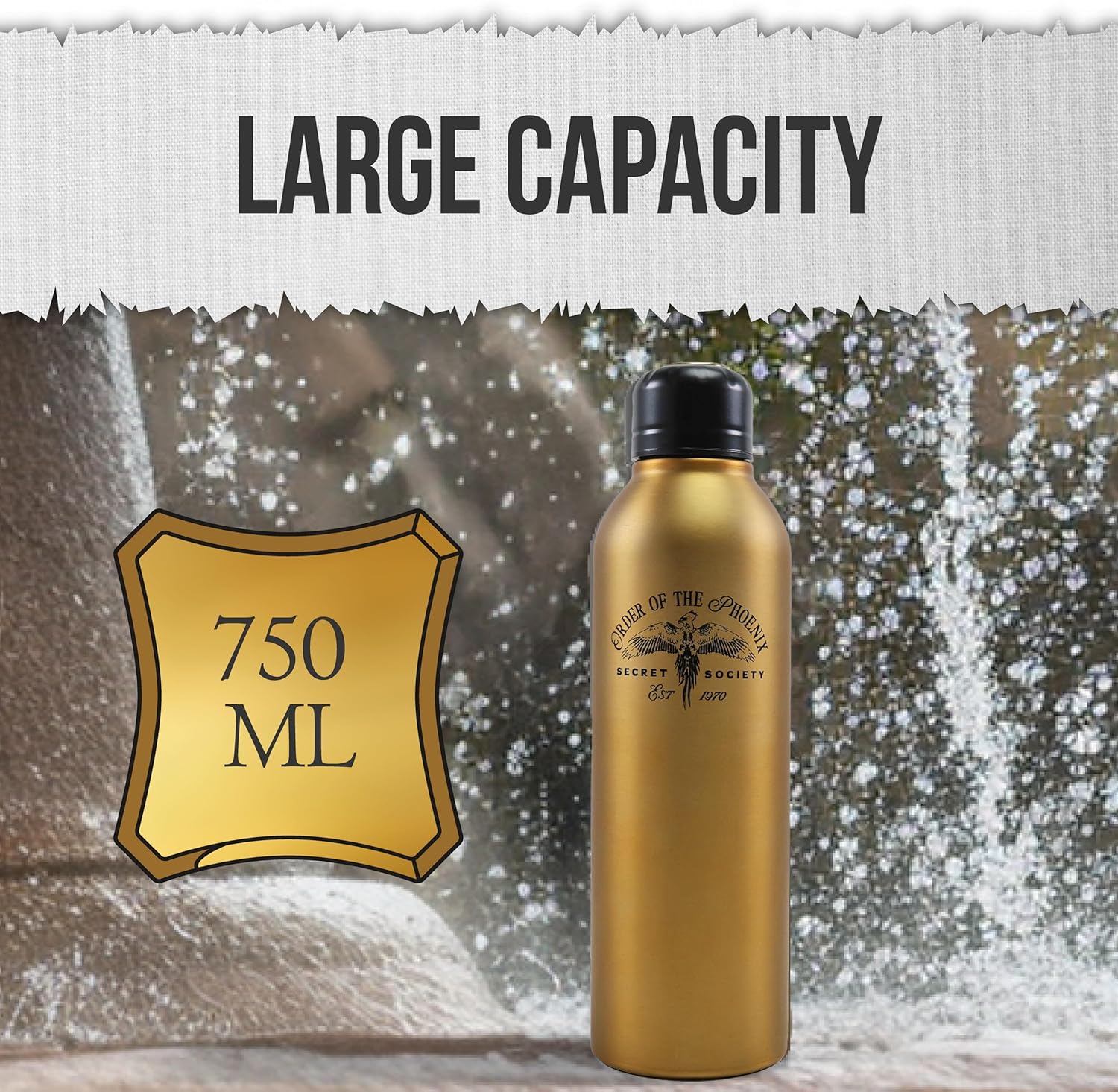 Blue Sky Studios Harry Potter Water Bottle Metal, Gold Steel Material, 750 ml, Merchandise and Gift - Order of The Phoenix