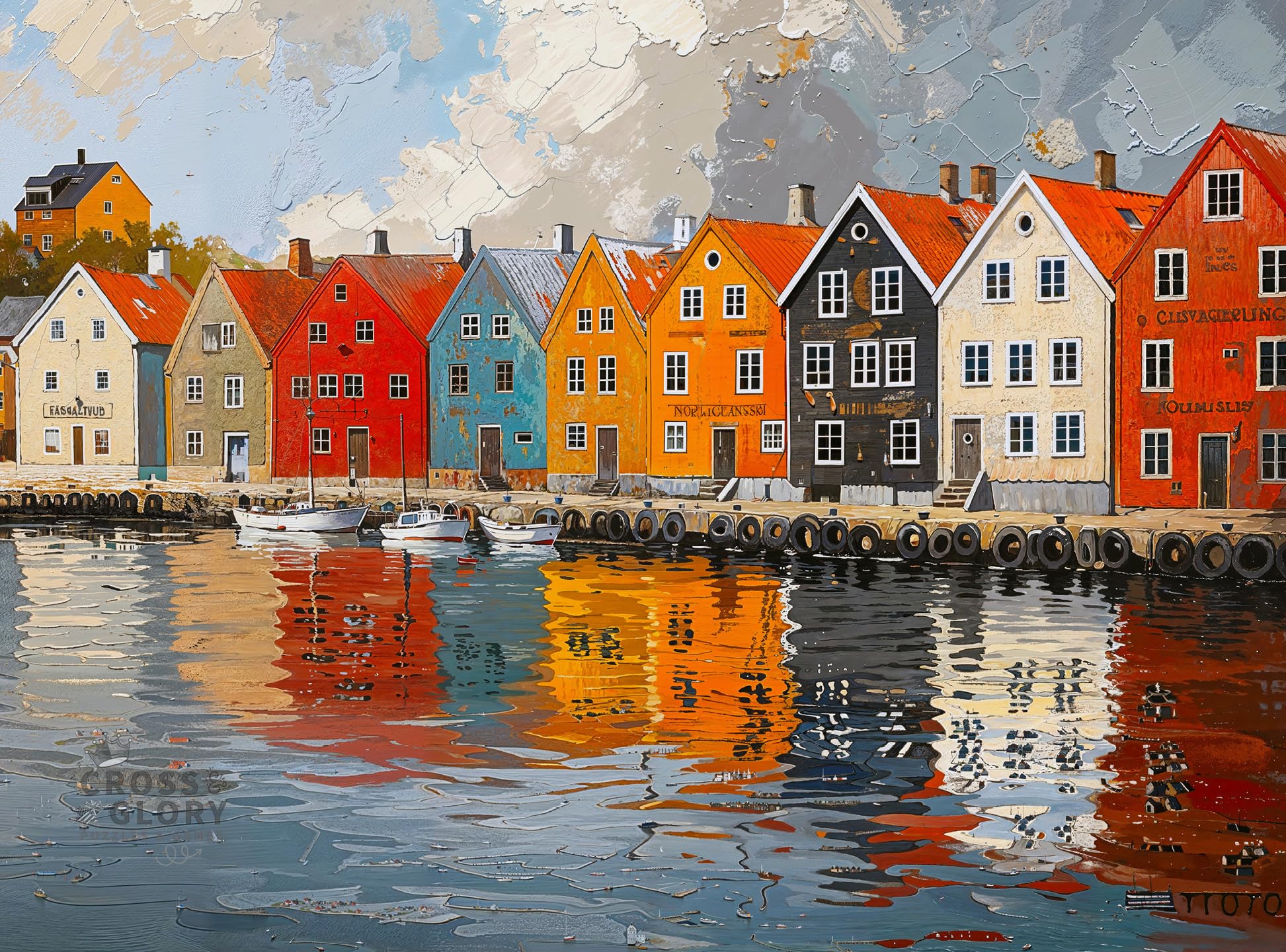 Cross & Glory - Fjord Facades: Norway's Water's Edge - 1000 Piece Jigsaw Puzzle for Adults | Norwegian Village Scene | Challenging & Vivid Detail | Ideal for Puzzle Enthusiasts