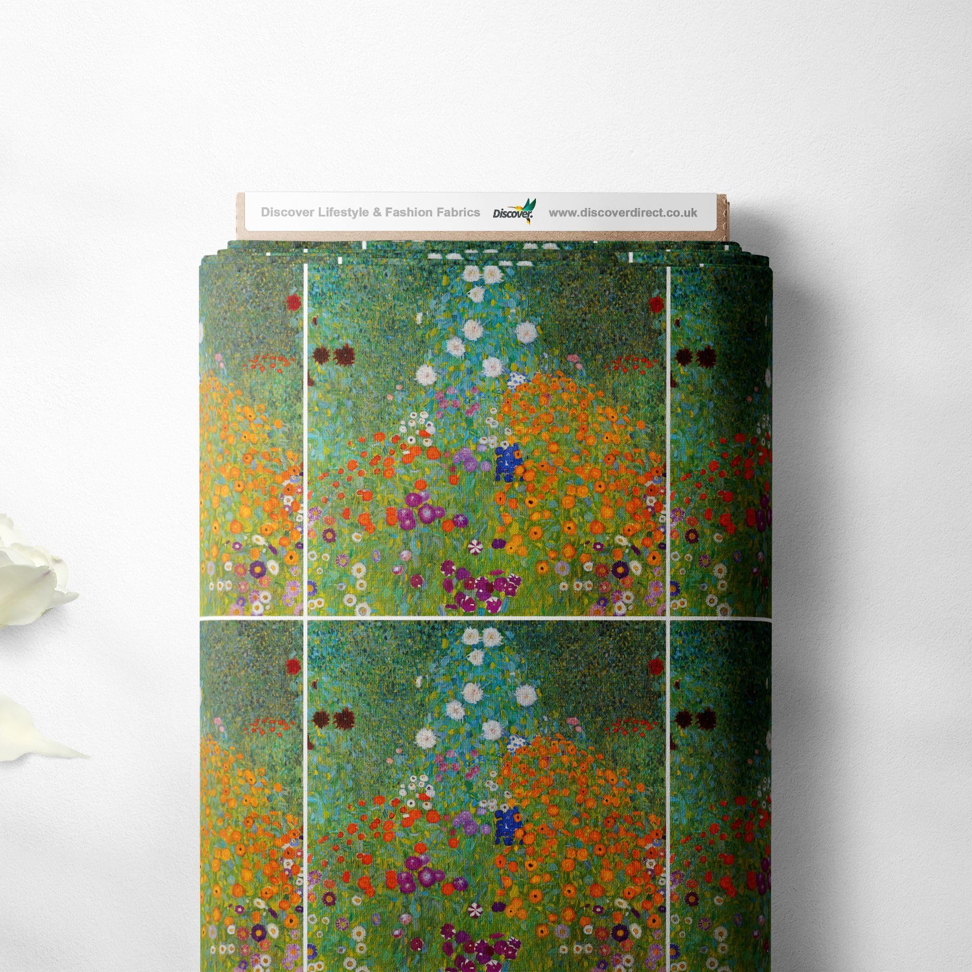 100% Cotton Cushion Panels Gustav Klimt Symbolist Painters Printed Design Quilting Craft Dress Quality Sewing Fabric Material (3 Panels, Flower Garden)