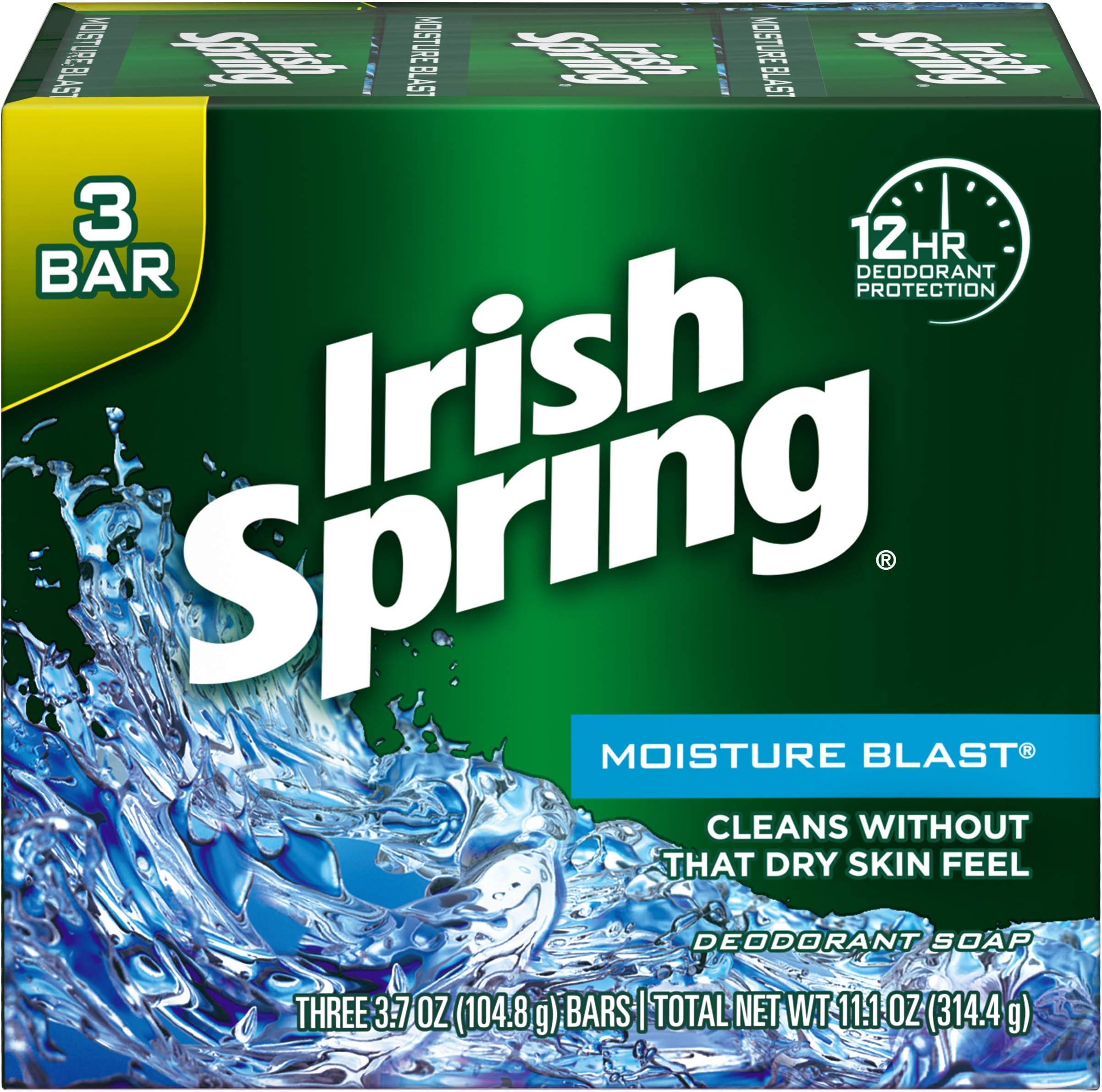 Deodorant Soap, Moisture Blast, 3.7 Ounce (Pack of 3)