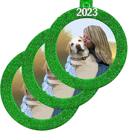 Expressly Yours! Adorno fotográfico de Navidad, adornos para decoración del árbol de Navidad, diseño magnético de fácil carga, incluye protector de