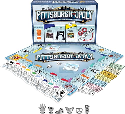 Vista 2 de Late for the Sky Pittsburgh-Opoly City Property - Juego de mesa de comercio, diversión de estrategia familiar, a partir de 8 años, 2 a 6 jugadores