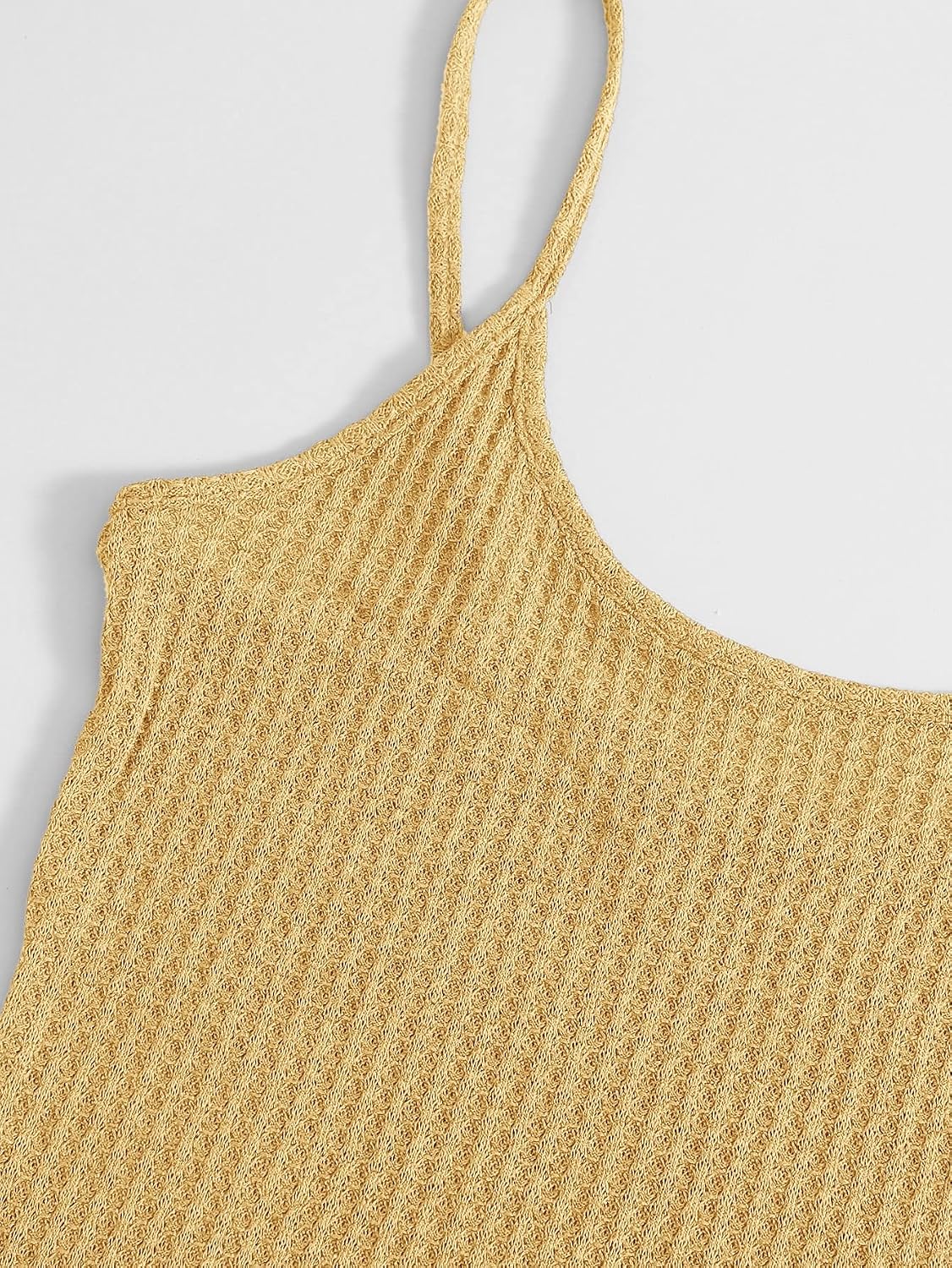 MCTEST Knit Cami Top & Knot Waist Leggings Set (Color : Yellow, Size : X-Small)