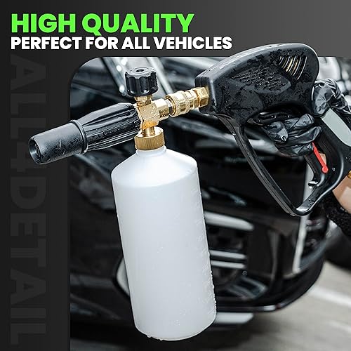 Miniatura 7 de ALL4DETAIL Cañón de espuma prémium con pistola de lavado a presión de 5000 PSI, pistola de lavado eléctrico con conector rápido de 14 pulgadas, 5