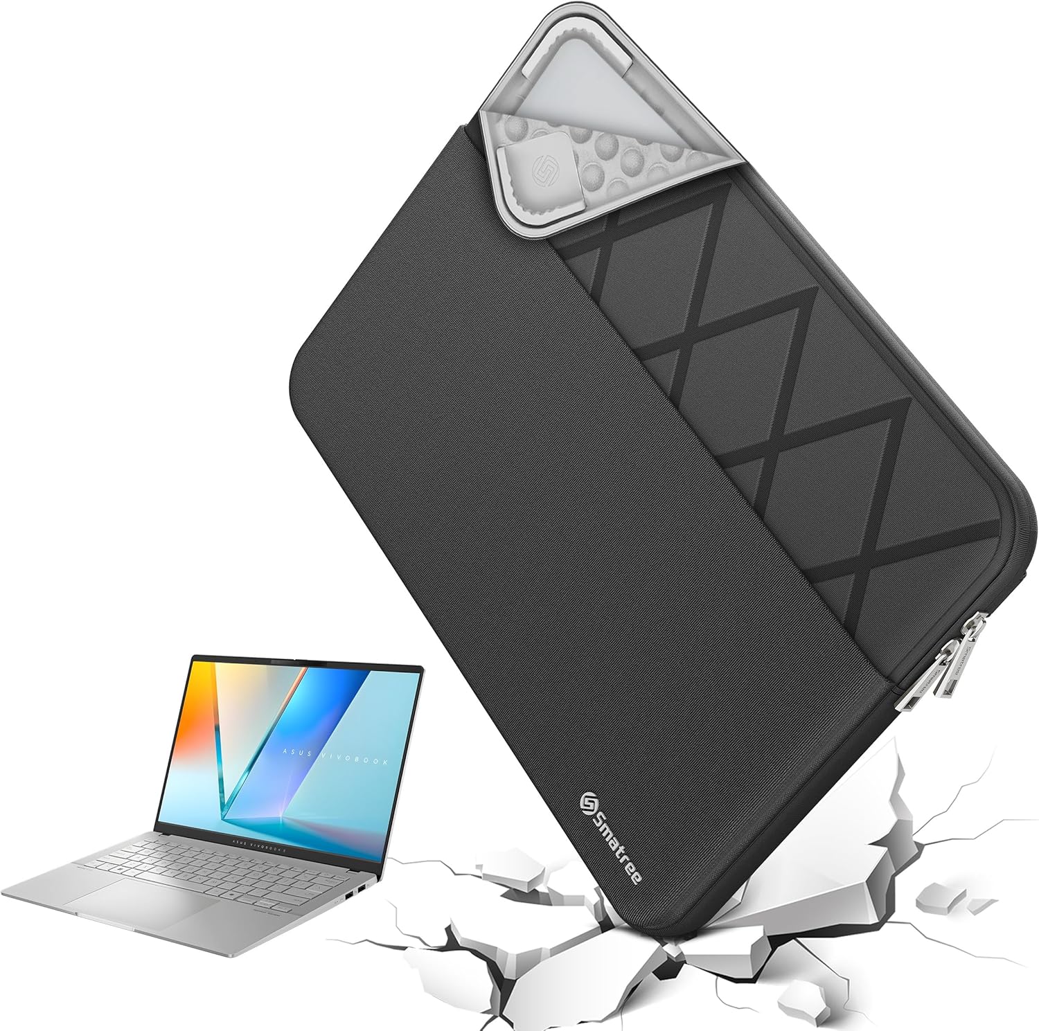 Smatree Laptop Sleeve for 15.6 inch ASUS Vivobook 15/15X/S 15, for Vivobook Pro 15 OLED, for Vivobook Go 15, Laptop Case with Accessory Pocket, YKK Zipper, Patented Super-Corner Design (E645)