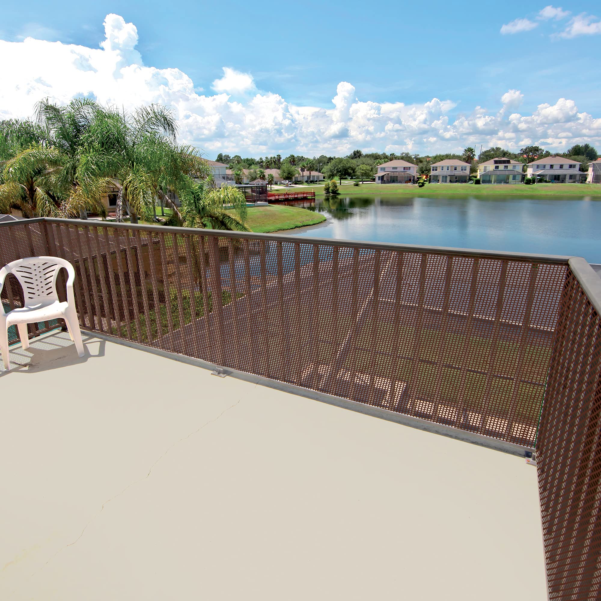 TENAX Malla de Plástico Quadra 10 Marrón 1,00x50 m, Malla Protectora Multiuso para Balcones, Vallas y Cercados