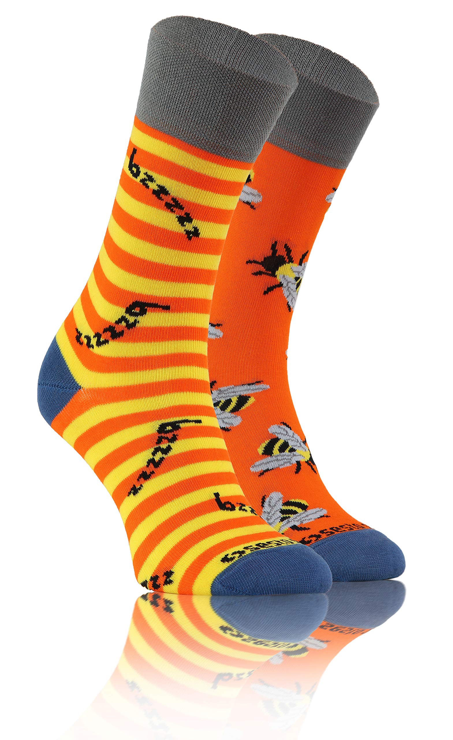 Sesto Senso Funny Socks Women Men Cotton Fancy Patterned Colourful Crazy Oddsocks Mid Calf Socks fruits stripes insect 43-46 11-14 Bees