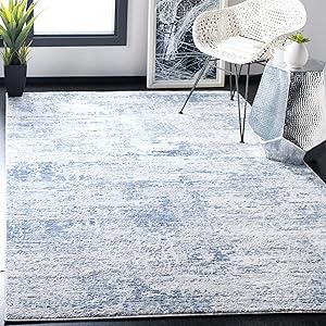 SAFAVIEH Amelia Collection Area Rug - 6' x 9', Ivory & Blue, Modern Abstract Design, Non-Shedding & Easy Care, Ideal for High Traffic Areas in Living Room, Bedroom (ALA700A)