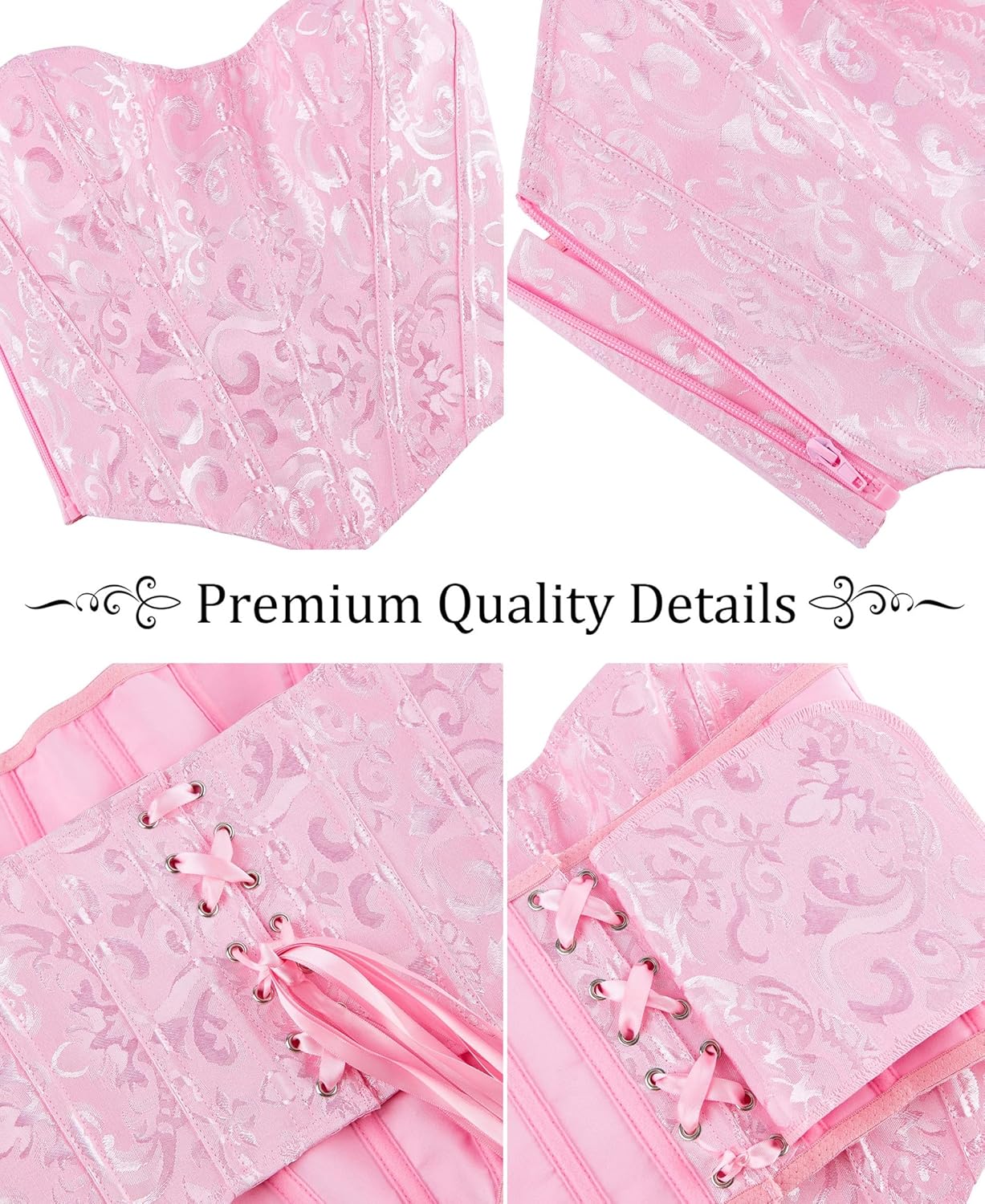 Alivila.Y Fashion Womens Burlesque Lace Underbust Corset Bustier - Image 4