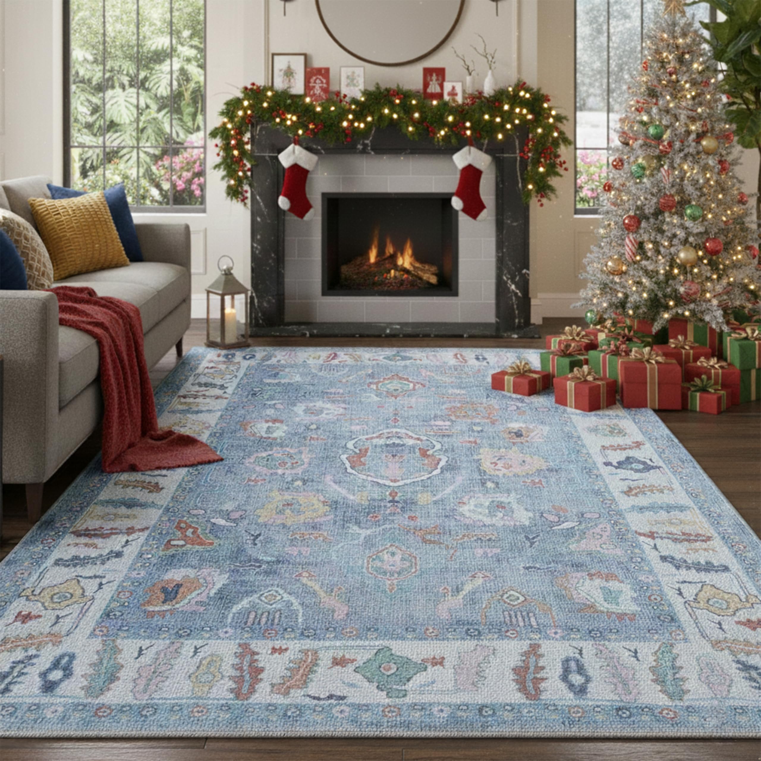 Amazon.com: Fame Rugs Blue Modern Oushak Rug 9x12, Vintage Turkish