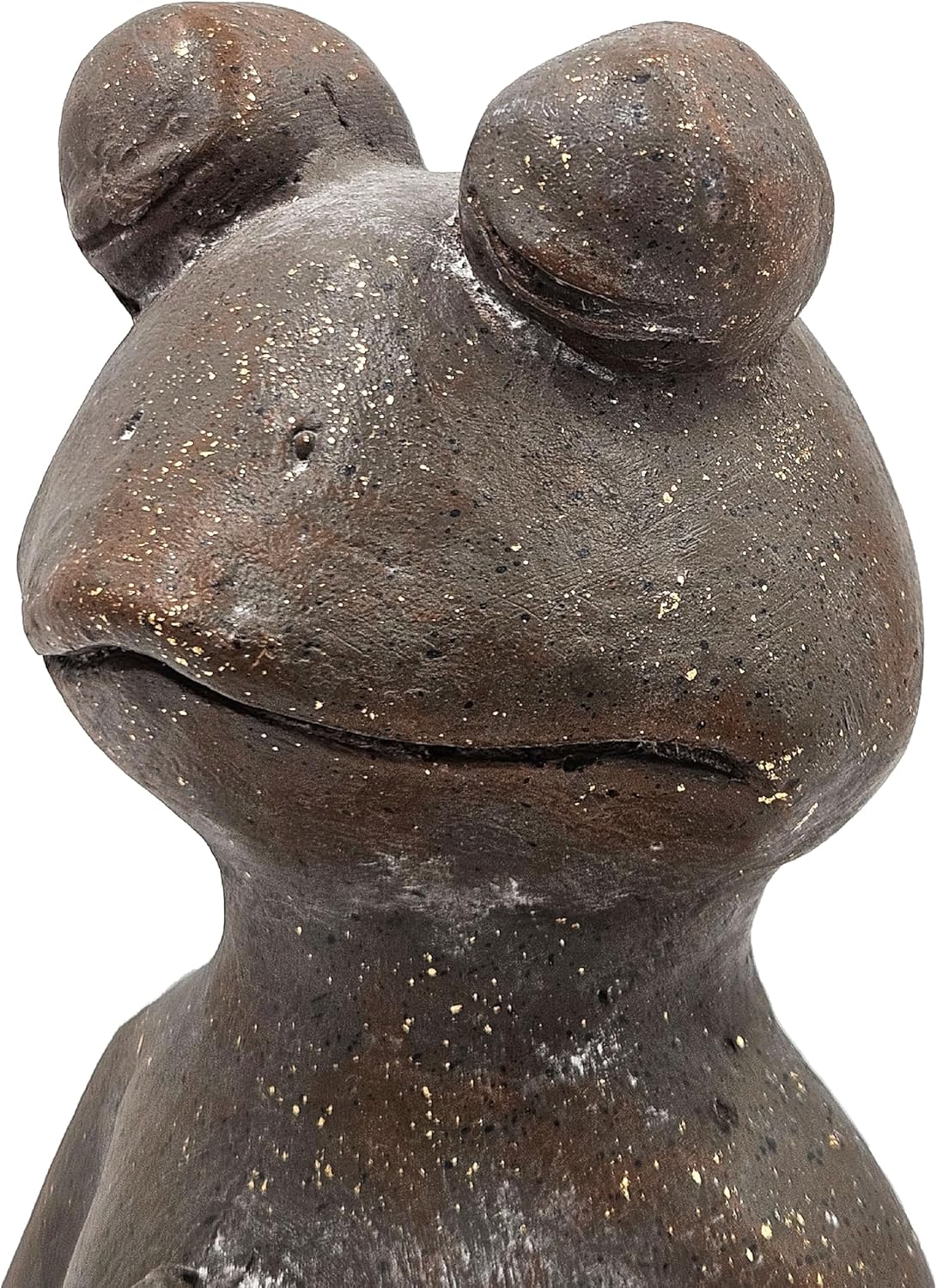 13.5” Tall Textured Brown Yoga Frog Figurine with Gold Accents, Decorative Magnesium Sculpture in Namaste Pose, for Tabletop, Mantel, Centerpiece Accent Display