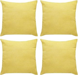 Amazon Brand - Umi 4 Pièces Housse de Coussin 45x45cm Jaune Taie d'oreiller Design Moderne