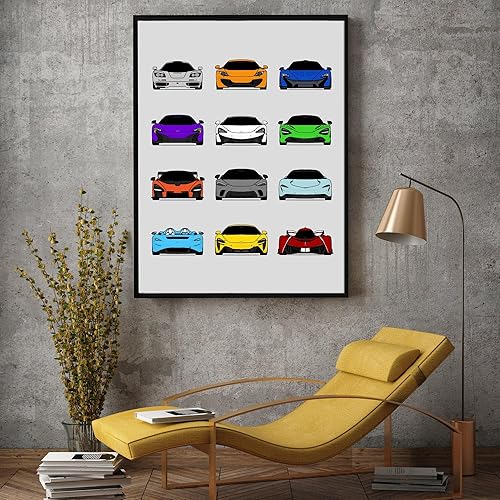 Miniatura 5 de Custom Car Posters Póster hecho a mano compatible con McLaren Generations - Arte de pared impreso para decoración de la evolución de McLaren