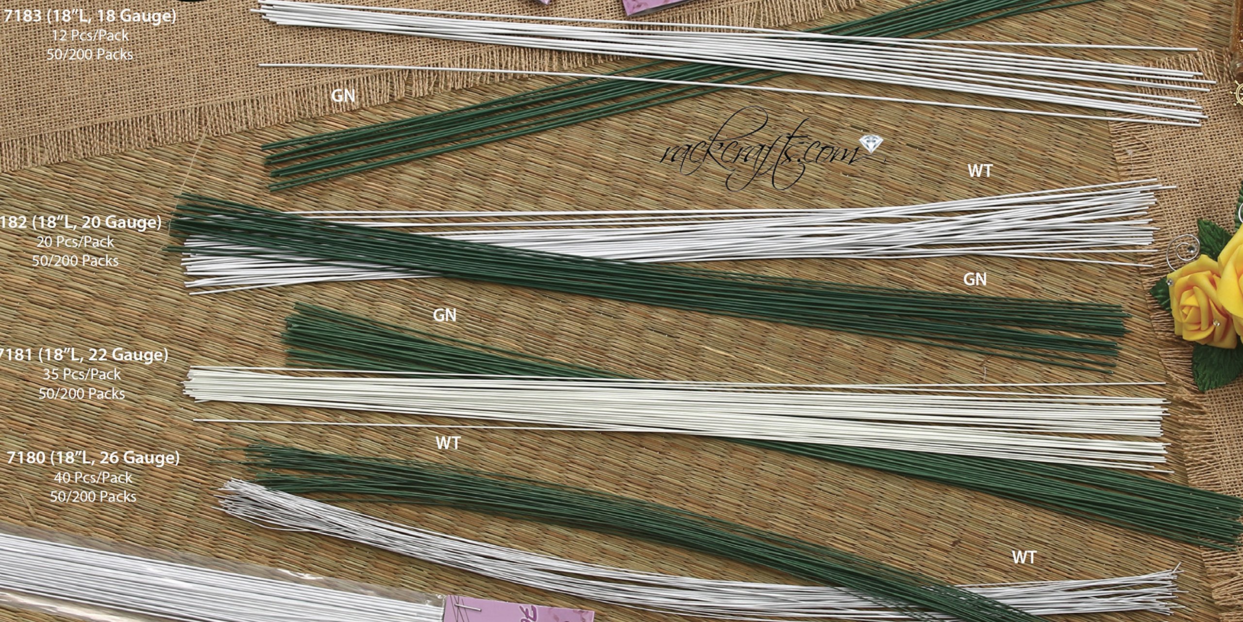 rackcrafts.com (White - 22 Gauge) - Floral Wire Flower Wire Bouquet Wire Crafting Wire Binding Wire (White - 22 Gauge)