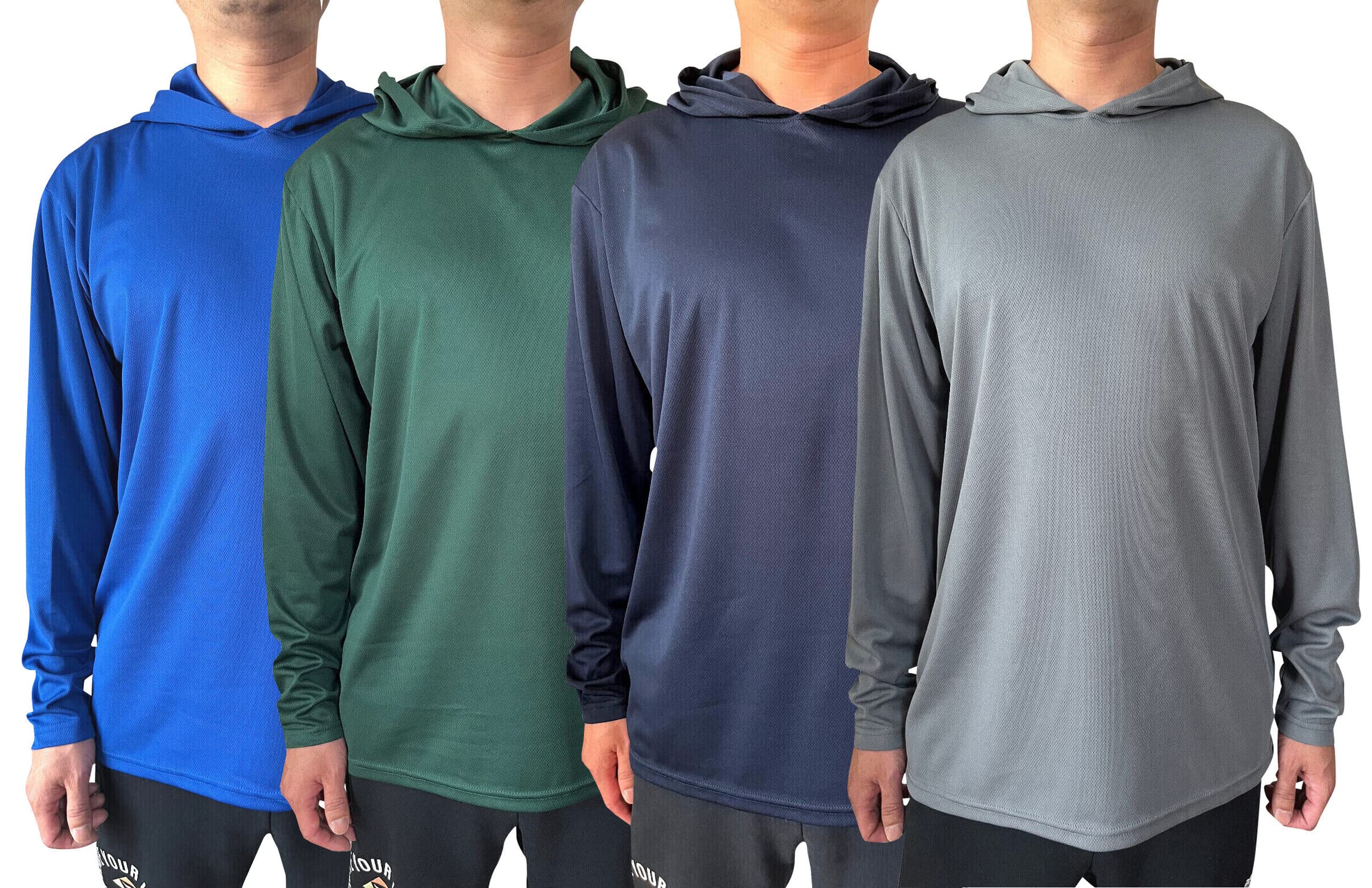 Maglietta da uomo UPF 50+, traspirante, a maniche lunghe, per allenamento, con cappuccio