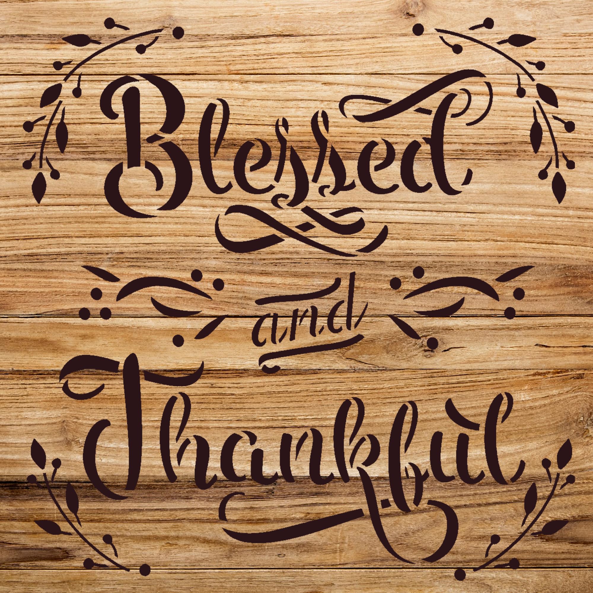 Blessed and Thankful Stencil Pattern for Wood and Wall Art, Reusable Mylar Template, Farmhouse Fall Script Design for Home Decor and Craft Projects - Size A4 (8.5