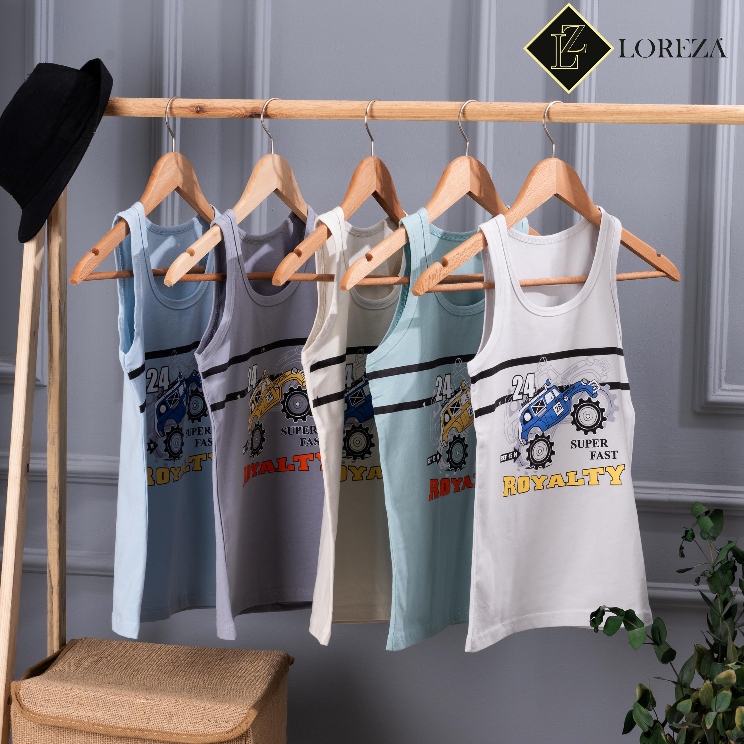 LOREZA ® 5 Débardeur Maillot de Corps sous-vêtements pour garçons en Coton