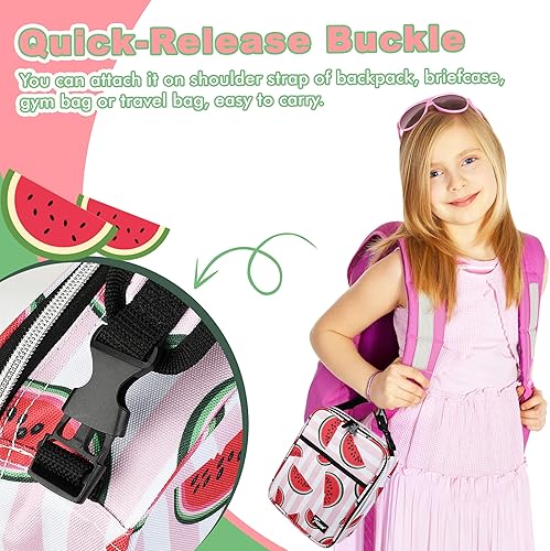 Miniatura 4 de Pequeña lonchera aislada para hombres y mujeres, mini lonchera térmica reutilizable portátil para adultos, melón rosa