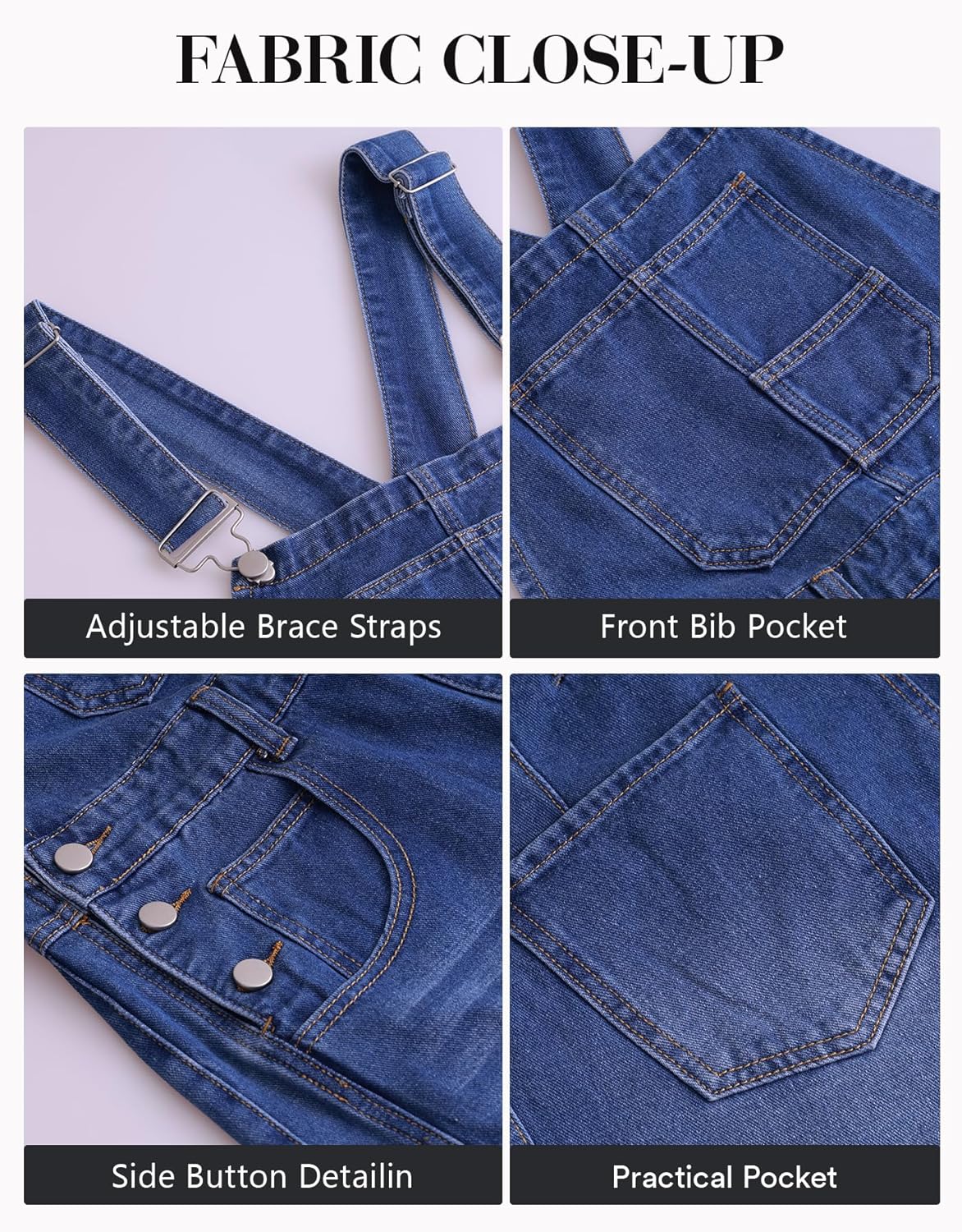 Kedera Women's Denim Overall Casual Straight Wide Leg Bib Jeans Overall Adjustable Straps Denim Romper Stretch Jumpsuits - Image 7