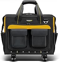 Vista 2 de Roller Tool Bag with Four Spinner Wheels, Portable Large Rolling Tool Bag with Swivel Caster Wheels, Steel Plate Base, Waterproof