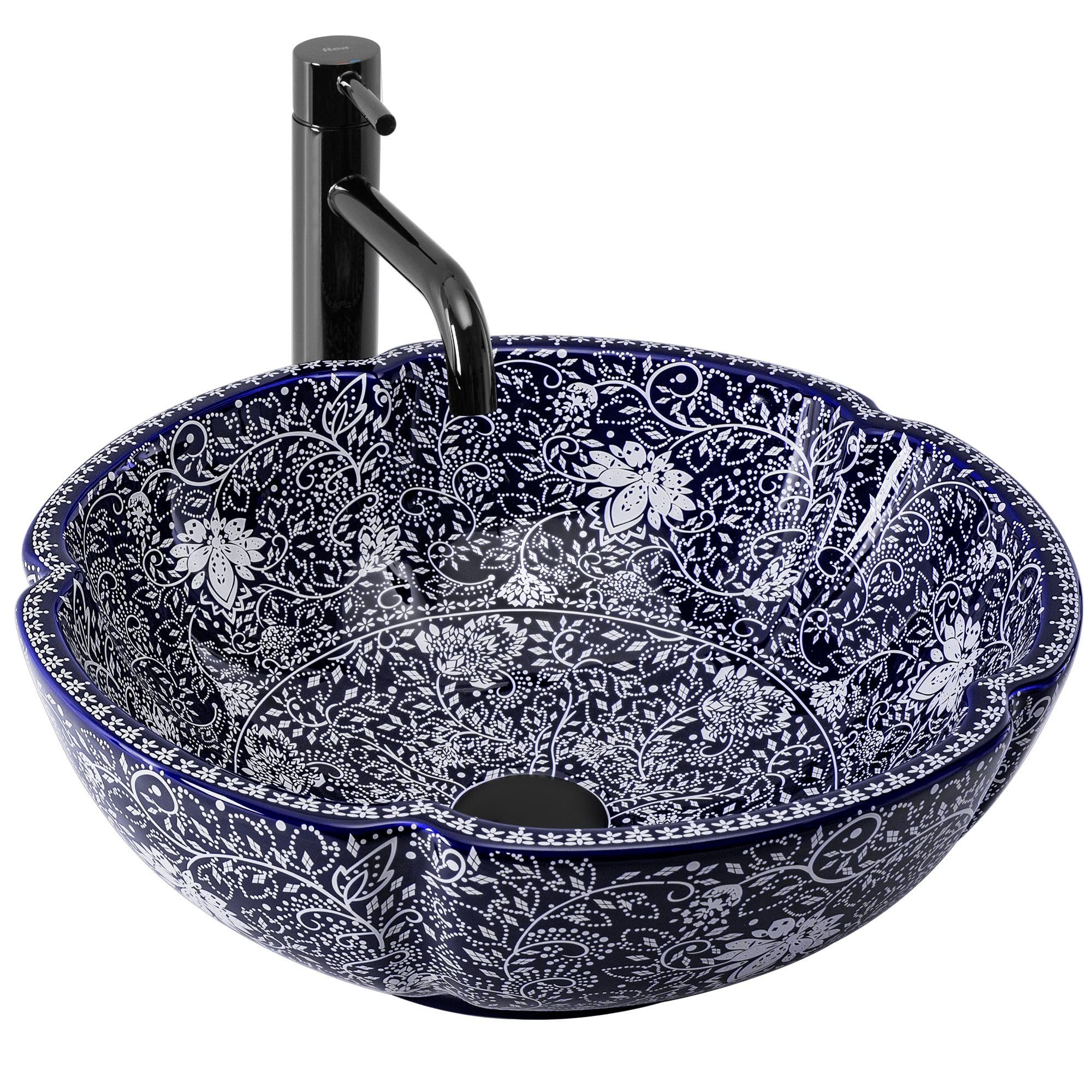 Rea, Ceramiczna Umywalka Nablatowa Sevilla, Niebieska, 42,5 X 42,5 X 15 Cm