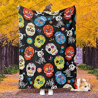 Prokelin Sugar and Dog Skull Blanket Dog Flannel Fleece for Kid Boy Girls Gifts Birthday Blankets Gifts Ultra-Soft Plush Lightweight Sofa Bed