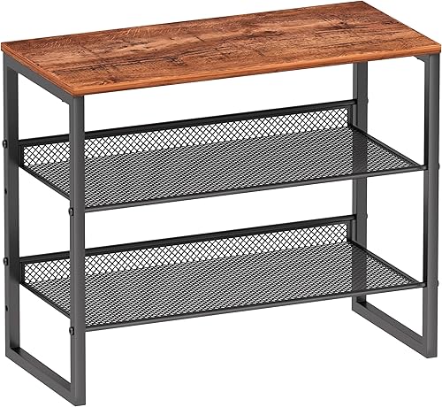 Organizador de zapatos – Organizador de zapatos de acero resistente para entrada de armario con parte superior amplia y estantes de malla fuerte,