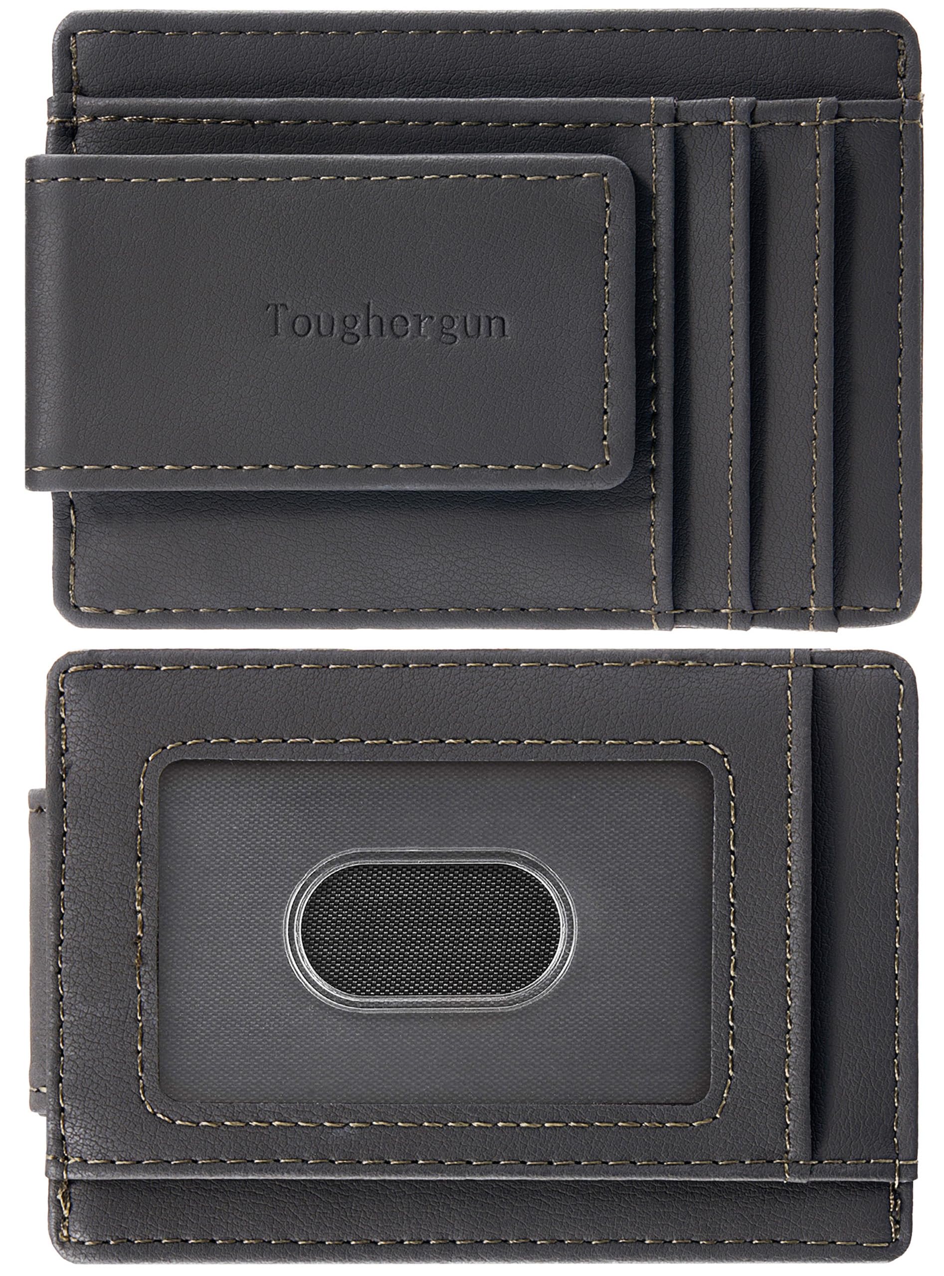 Slim Wallet for Men RFID Blocking Money Clip, Minimalist Front Pocket Credit Card Holder, Magnetic Thin Mens Wallets with ID Window