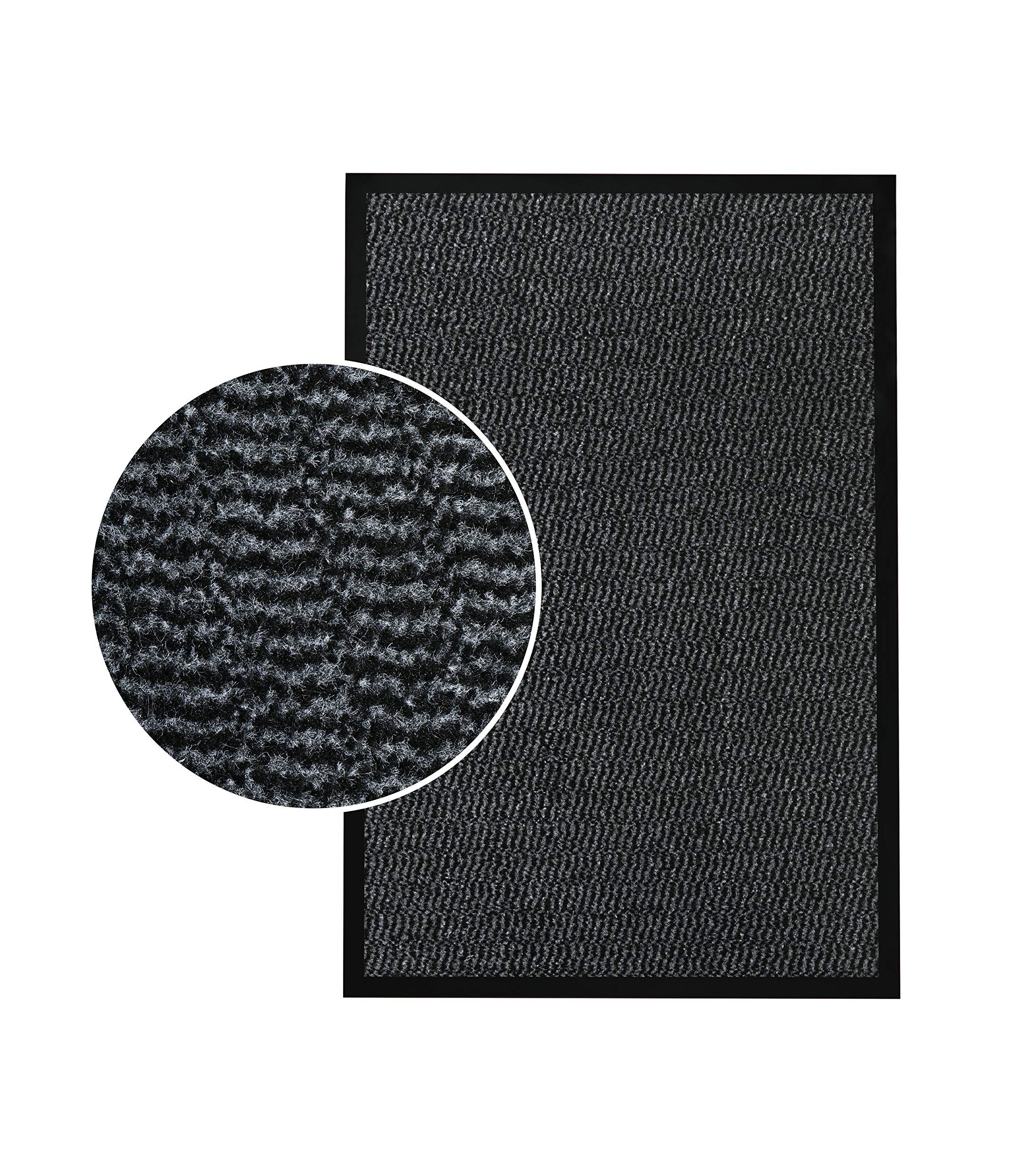 HomatzDoor Mat Indoor/Outdoor - Heavy Duty Rubber Non Slip Kitchen Doormats - Absorbent Dirt Trapper Mat - Washable Barrier Mat 40x60cm (Grey)