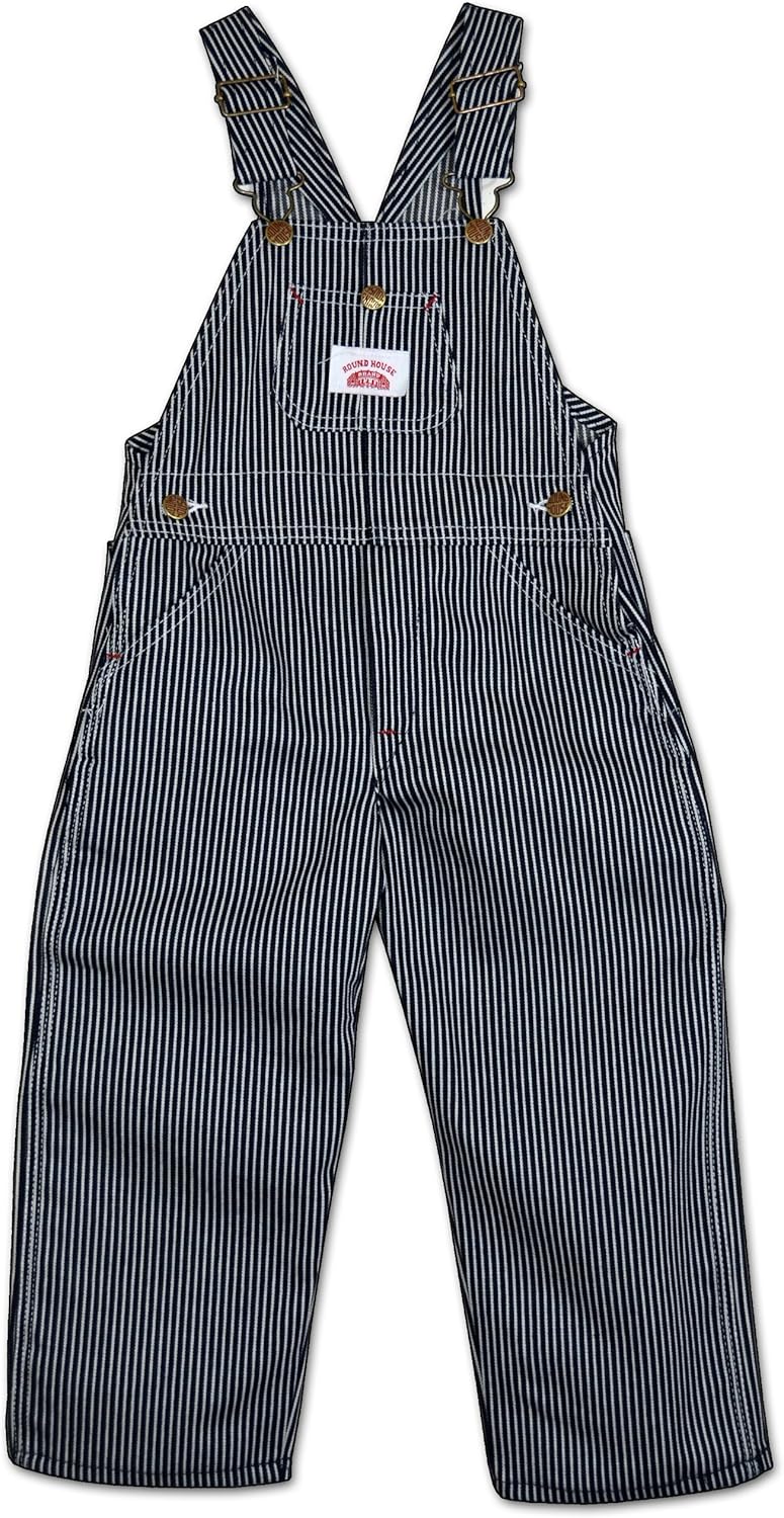 Round House Kids Striped Overalls Blue