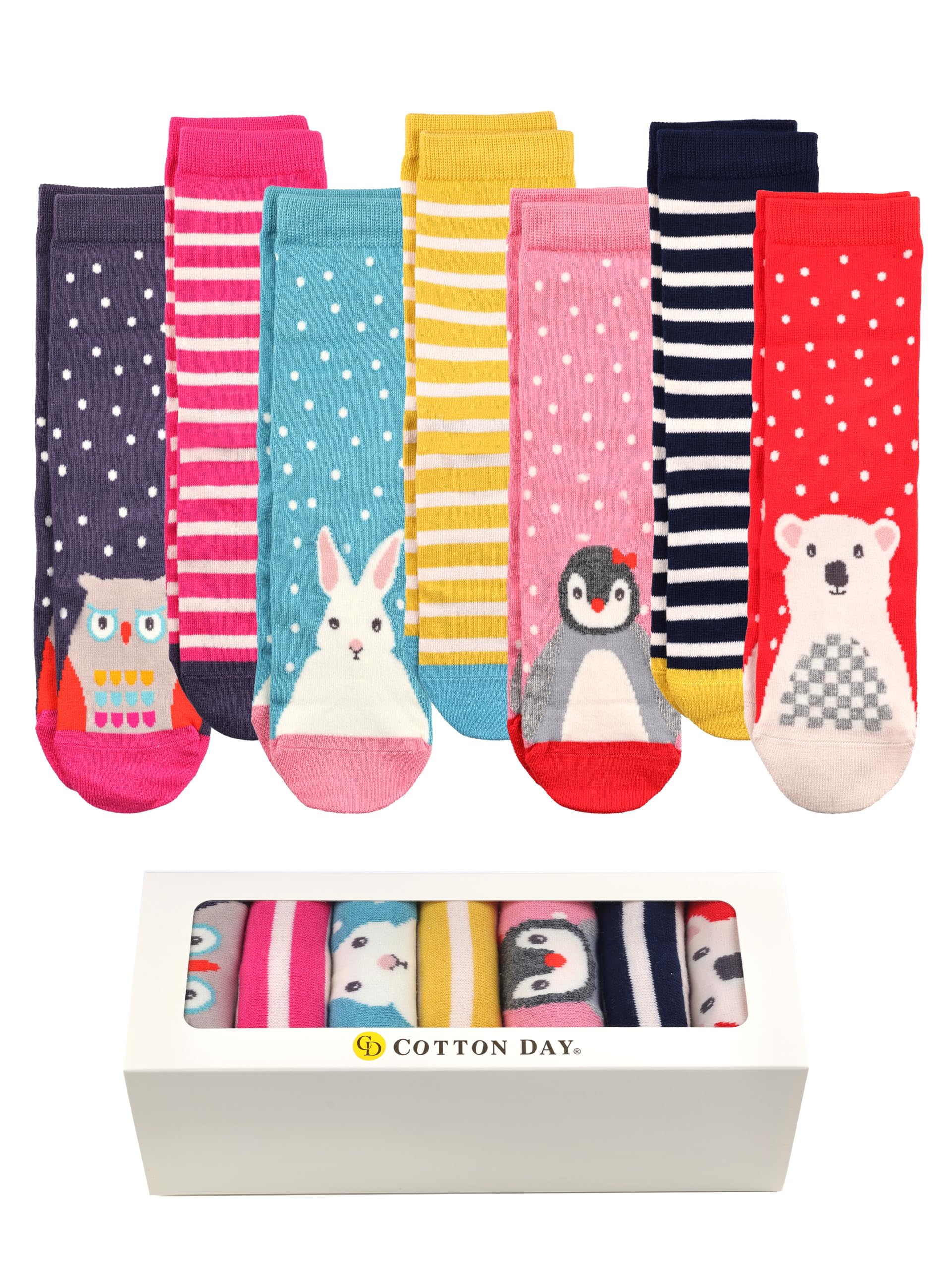 COTTON DAY 7 Days of the Week Kids Girls Cute Fashion Design Socks Gift Box