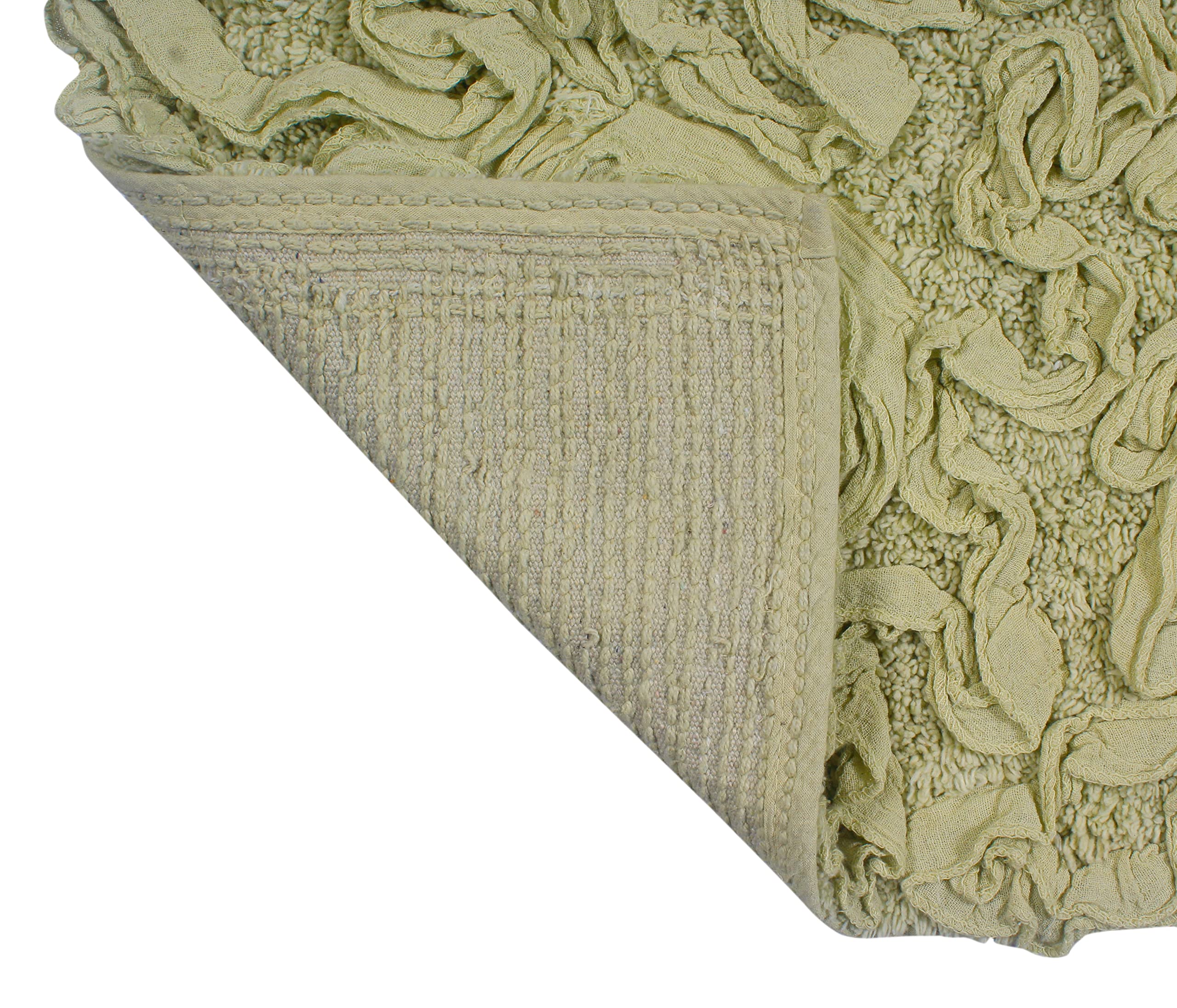 Home Weavers Kolekcja Bell Flower chłonna bawełna, miękki dywanik łazienkowy, można prać w pralce i suszyć, okrągły 56 cm, zielony