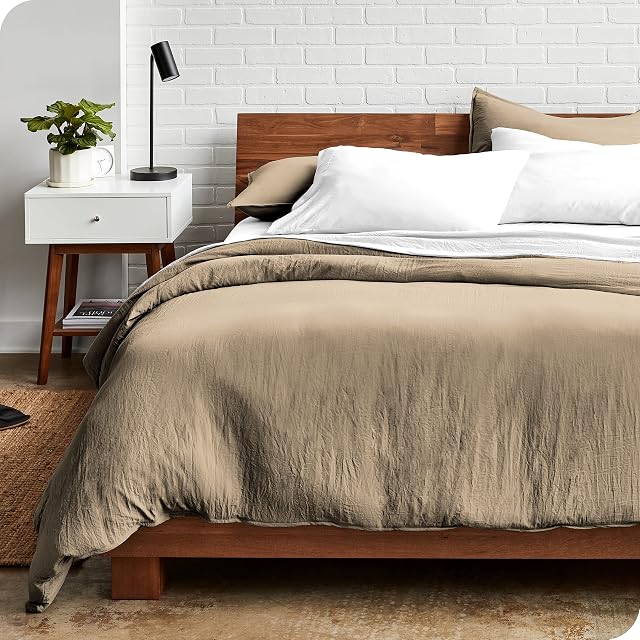 Bare Home Sandwashed Duvet Cover and Pillowcase Set - Single Size - Premium 1800 Ultra-Soft - Lightweight - Cooling Duvet Cover - Bed Duvet Cover with 1 Pillowcase (Single, Sandwashed Pebble Beach)