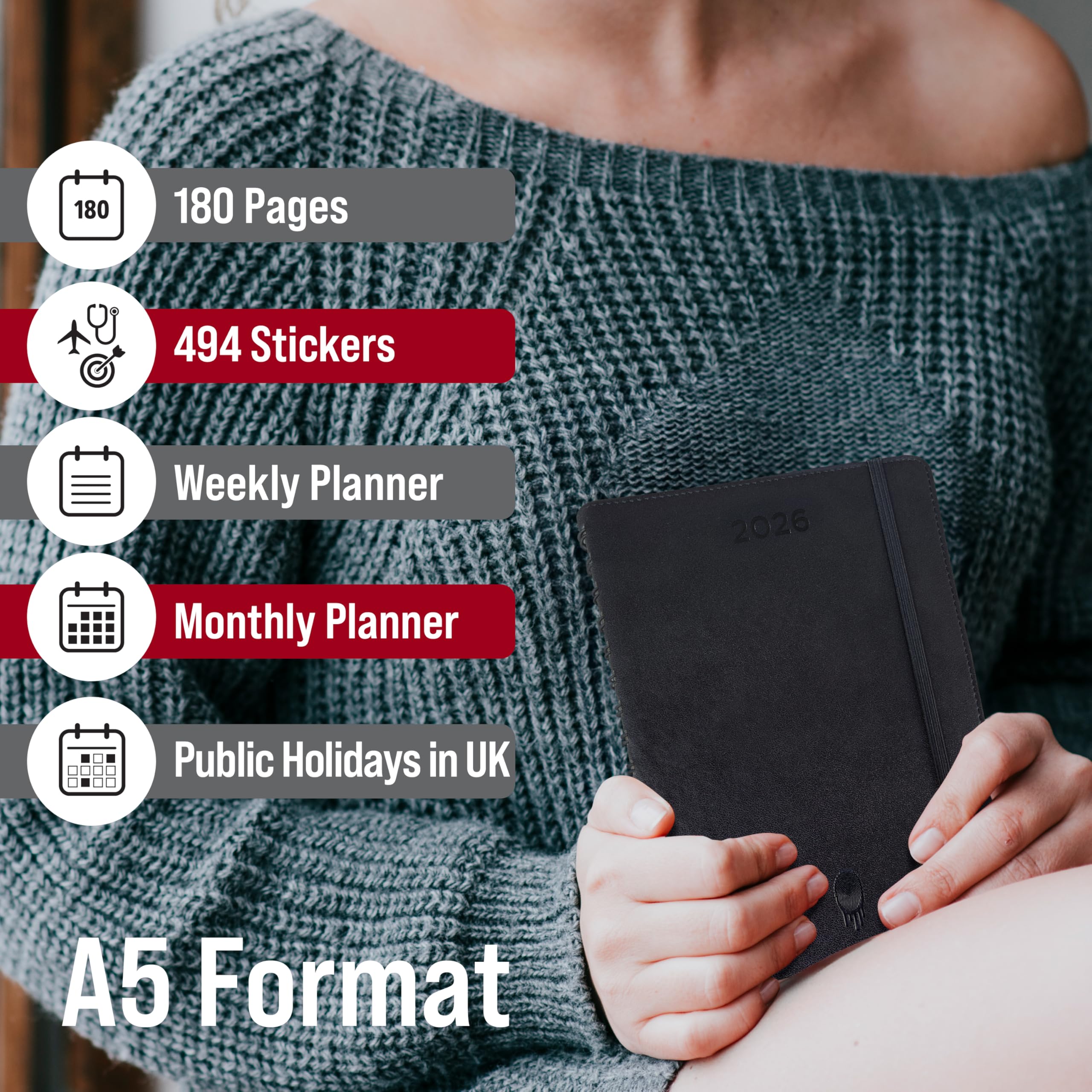 Agenda 2026 Settimanale A5, Copertina Soft Touch Grigia, Carta Ecologica Non Sbiancata – Da Gennaio A Dicembre, Organizzazione Chiara E Sostenibile