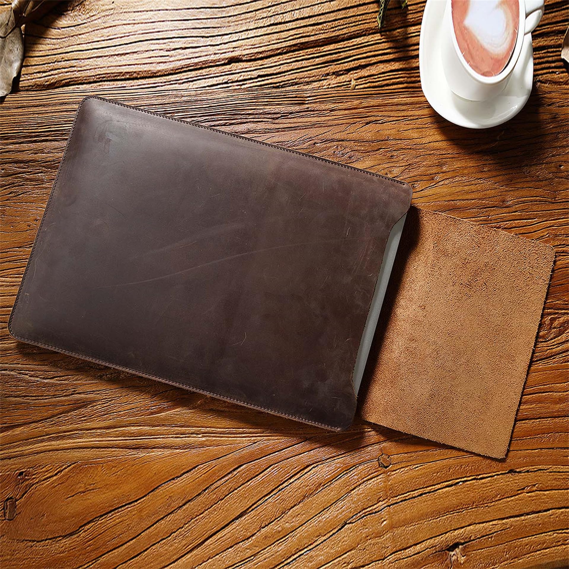 Laptophülle aus echtem Leder für MacBook Pro & Air Fits12, 13, 14 Zoll, Vintage Leder Tablet Innentasche
