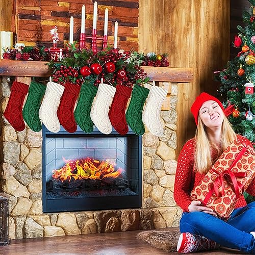 Miniatura 3 de Medias de Navidad grandes de punto, medias de Navidad de 18 pulgadas, para chimenea, colgante de medias para la familia, decoración de fiestas de