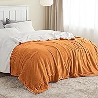 Vista 3 de Bedsure Manta de tamaño Queen de vellón sherpa para la cama, manta gruesa y cálida para el invierno, suave y mullida, para el otoño, color naranja