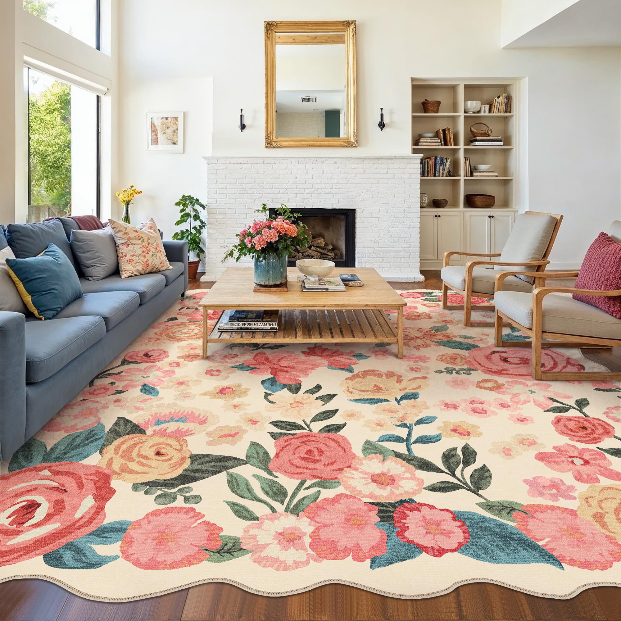 PureCozy Washable Floral Rug