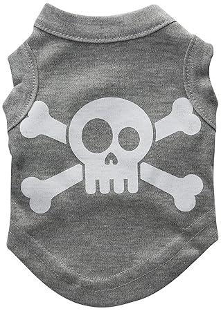 Mirage Pet Products Skull Crossbone Screen Print Shirt for Pets, X-Small, Grey