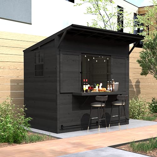 MUPATER 8 x 5 FT Wooden Bar Shed with Metal