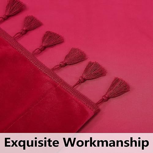 Miniatura 5 de GAOMON Cortinas opacas para dormitorio, cortinas de terciopelo de lujo suave de 108 pulgadas, cortinas con borlas, aislamiento térmico rojo,