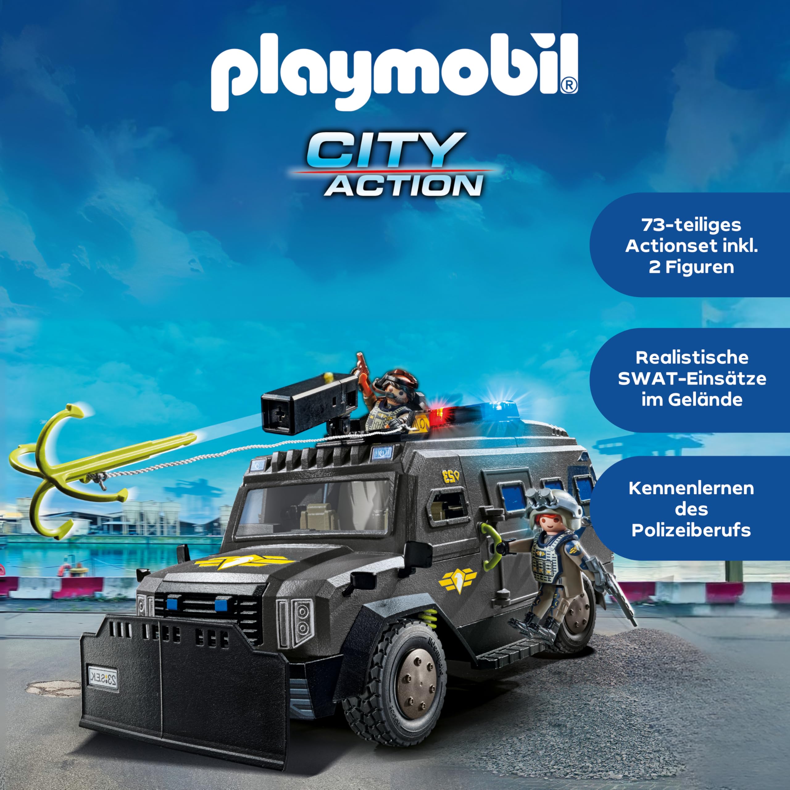 PLAYMOBIL | City Action |SWAT-Geländefahrzeug | mit Licht und Sound | Spielzeug für Kinder ab 5 Jahren | 71144