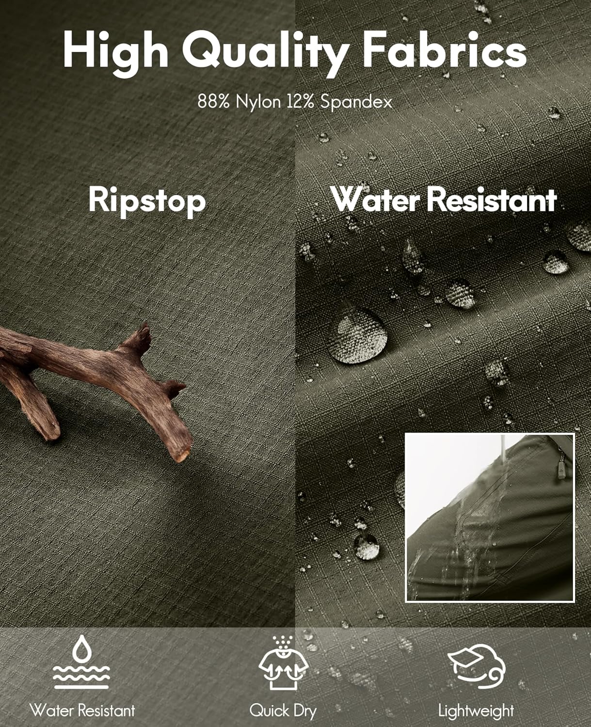 Haimont Women's Hiking Cargo Pants Quick Dry Lightweight Ripstop Stretch Nylon Travel Pants with Zip Pockets Water Repellent - Image 4