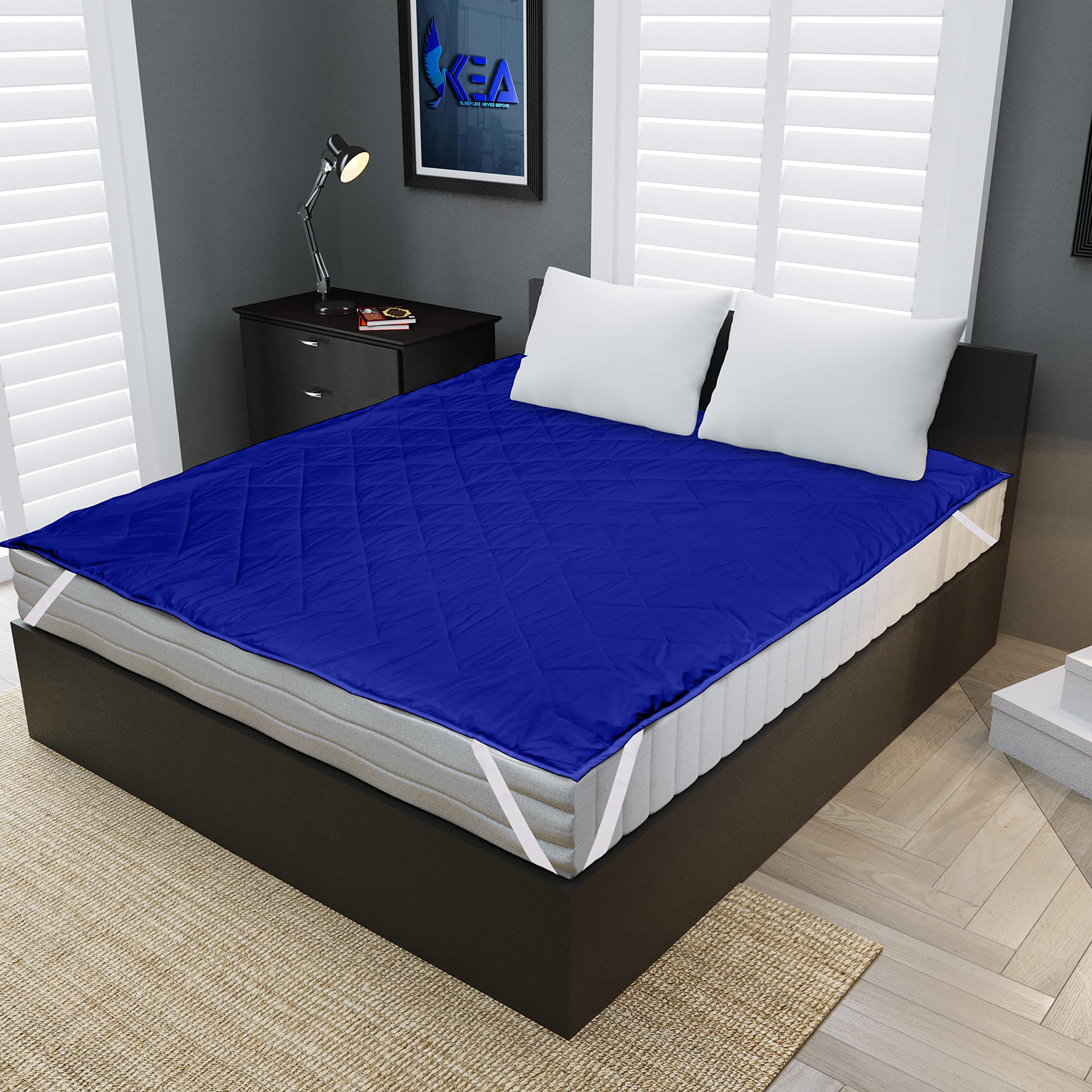 KEAKEA Microfiber Waterproof and Dustproof Double Bed Mattress Protector (Royal Blue, King Size (72" x 78")