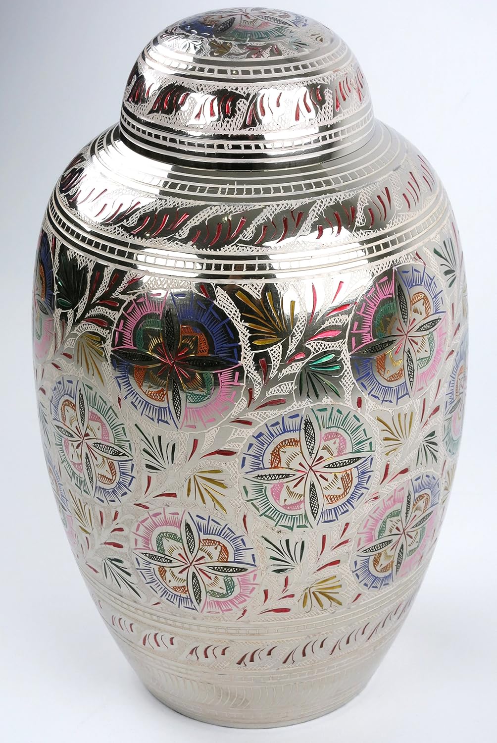 Lattice Flower Funeral Urn by Liliane Memorials - Cremation Urn for Human Ashes - Hand Made in Brass - Suitable for Cemetery Burial or Niche - Large Size fits remains of Adults up to 200 lbs - Florale