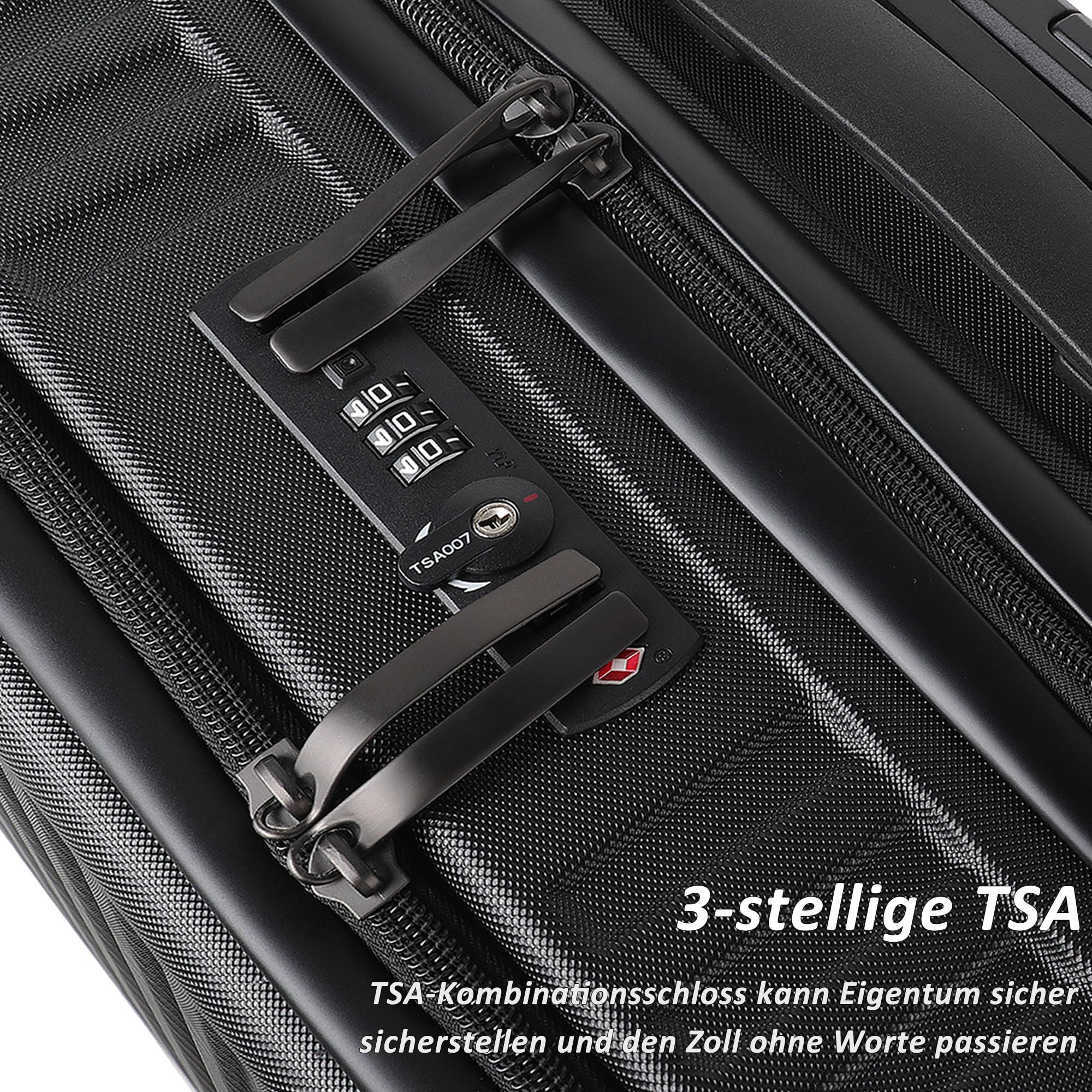TANTOMI Handgepäck Koffer mit Laptopfach, 20 Zoll Hartschalenkoffer, Leichter ABS-Rollkoffer, Reisekoffer mit 4×360°-Rollen, TSA-Schloss (Schwarz, 41L)