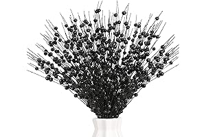 12 PCS Artificial Glitter Berries Black and White Christmas Tree Decorations