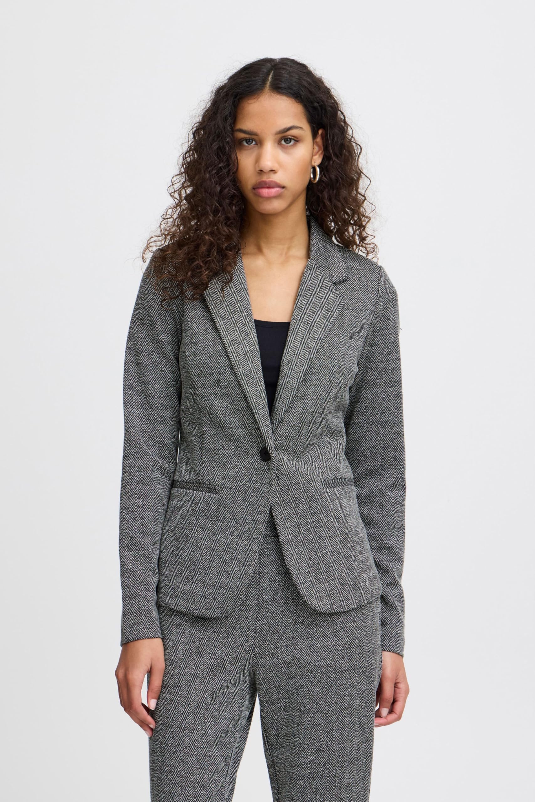 ICHI Ihkate Jacquard Bl4 Blazer d'affaires décontracté Femme